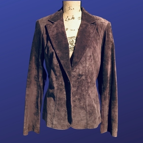 I.E. Blazer Jacket, 100% SUEDE Leather, EGGPLANT, WOMEN’S Size S, NWOT - Picture 1 of 10